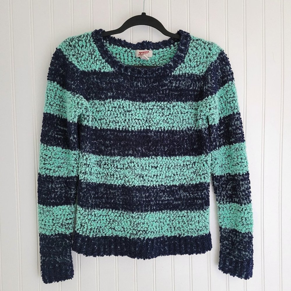 Arizona Jean company Navy & seafoam green striped sweater